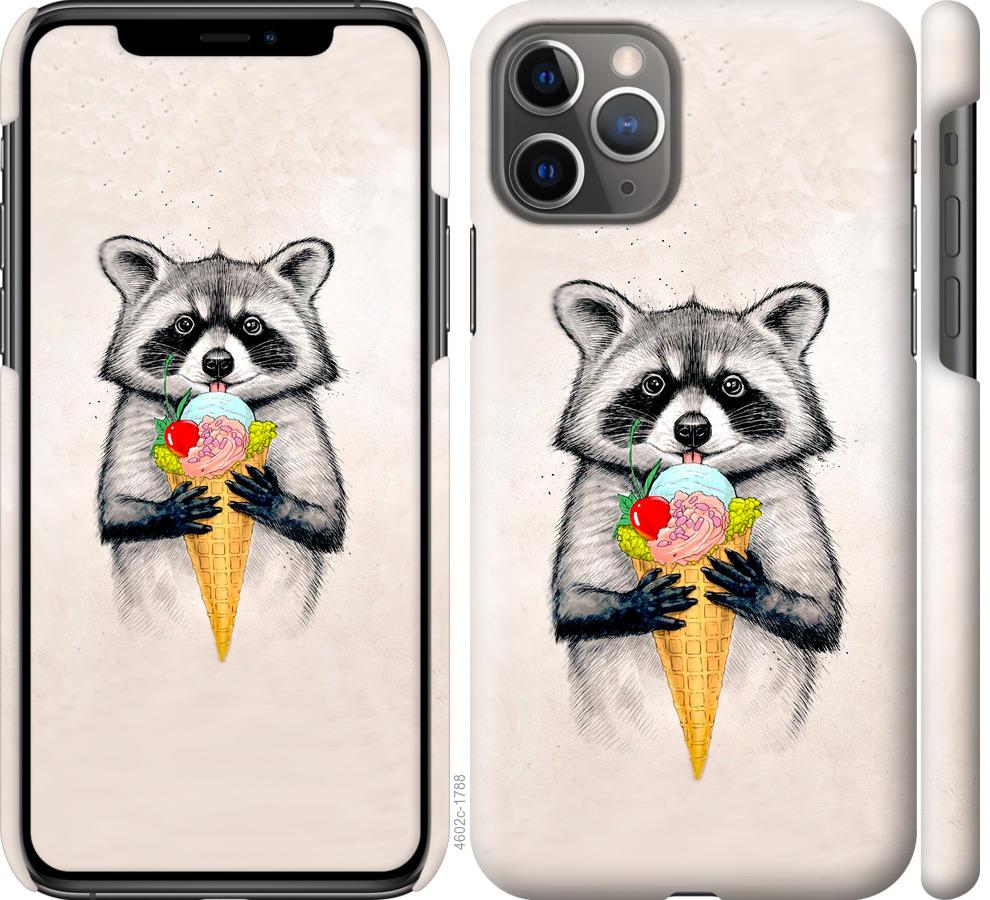 

Чохол на iPhone 11 Pro Єнот з морозивом