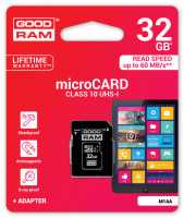 

Карта памяти GoodRam microSDHC UHS-1 32 GB Class 10 + SD adapter (M1AA-0320R12)