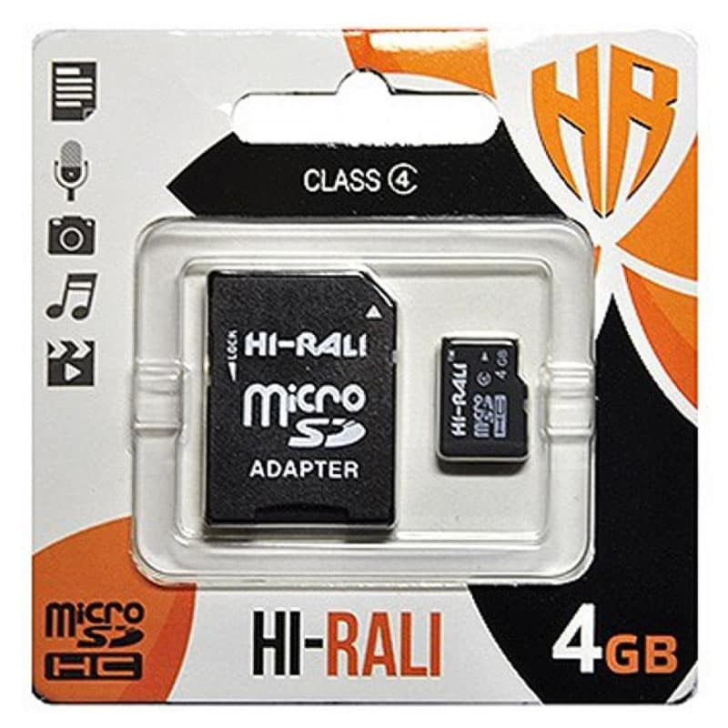 

Карта пам'яті Hi-Rali microSDHC 4 GB Card Class 4 + SD adapter