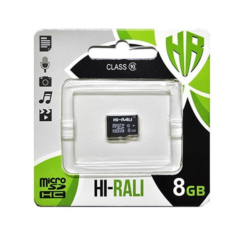 

Карта пам'яті Hi-Rali microSDHC 8 GB class 10 (без адаптера) (Чорний)