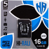 Карта памяти Hi-Rali microSDHC (UHS-1) 16 GB class 10 (с адаптером)