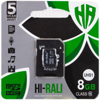 Карта памяти Hi-Rali microSDHC (UHS-1) 8 GB Card Class 10 + SD adapter