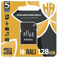 Карта памяти Hi-Rali microSDXC (UHS-3) 128 GB Card Class 10 с адаптером