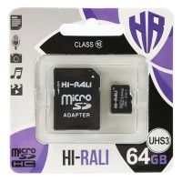 Карта памяти Hi-Rali microSDXC (UHS-3) 64 GB Card Class 10 с адаптером