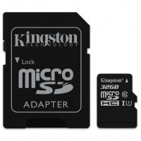 Карта памяти Kingston microSDHC 32 GB Card Class 10 + SD adapter (SDCS2/32GB)