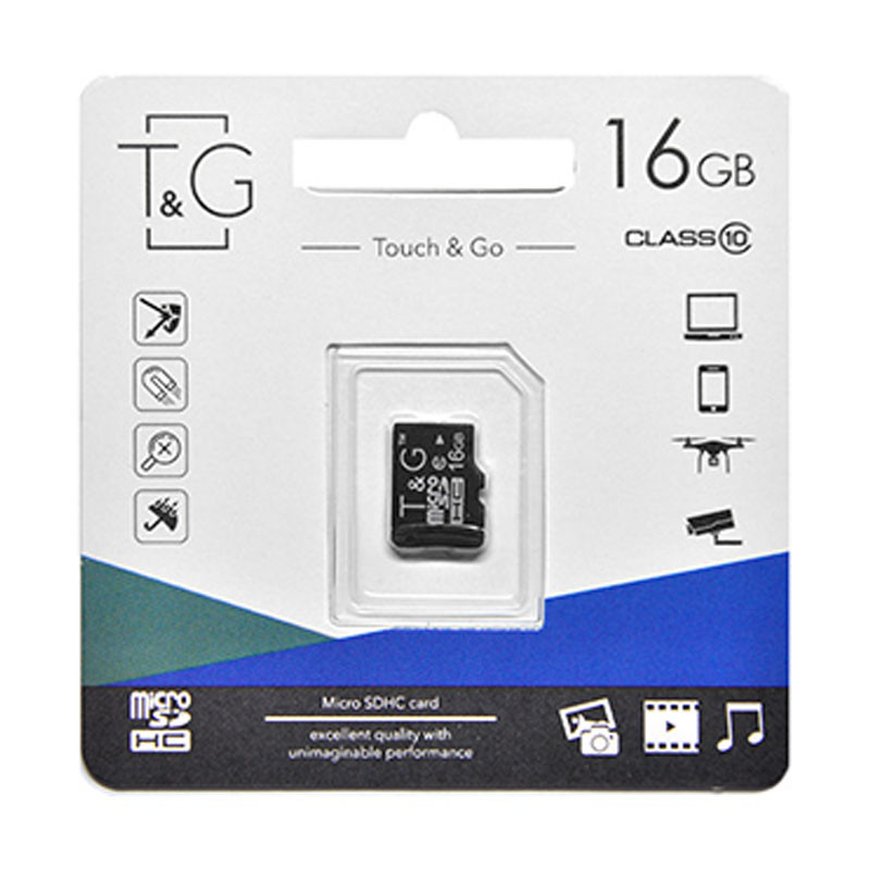 

Карта пам'яті T&G microSDHC 16 GB class 10 (без адаптера)