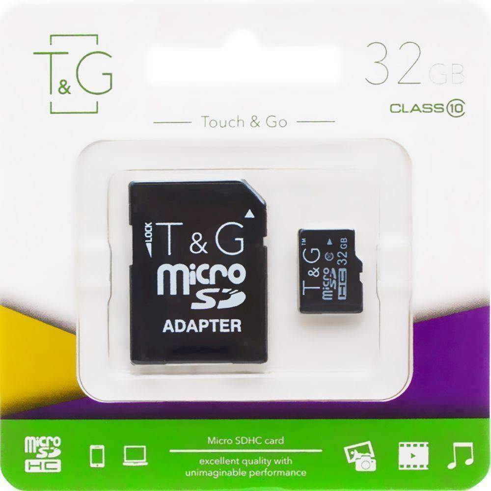 

Карта пам'яті T & G microSDXC (UHS-1) 32 GB class 10 (з адаптером) (Чорний)