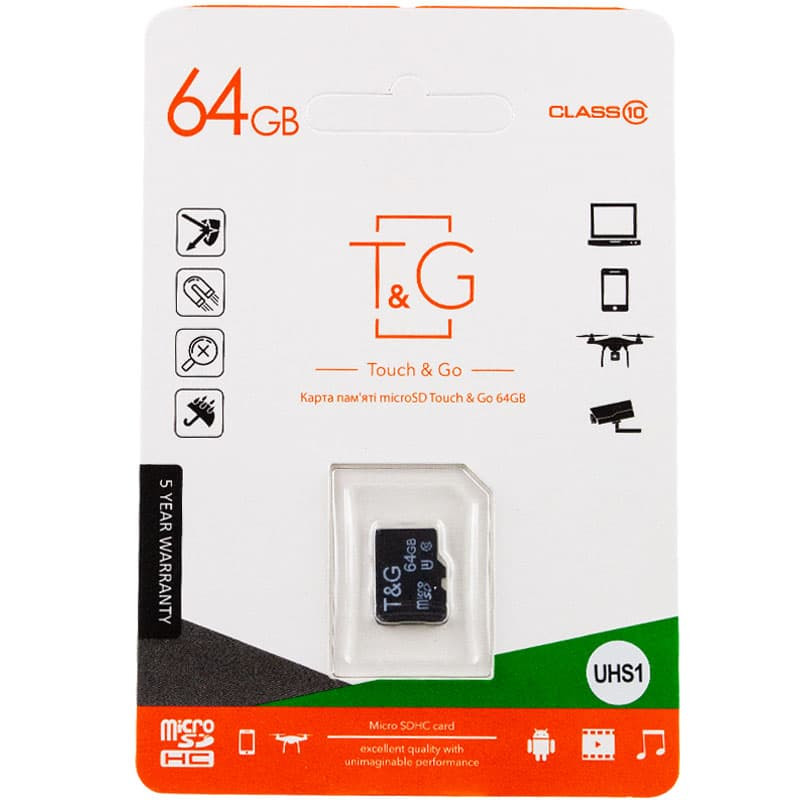 

Карта пам'яті T&G microSDXC (UHS-1) 64 GB class 10 (без адаптера) (Чорний)