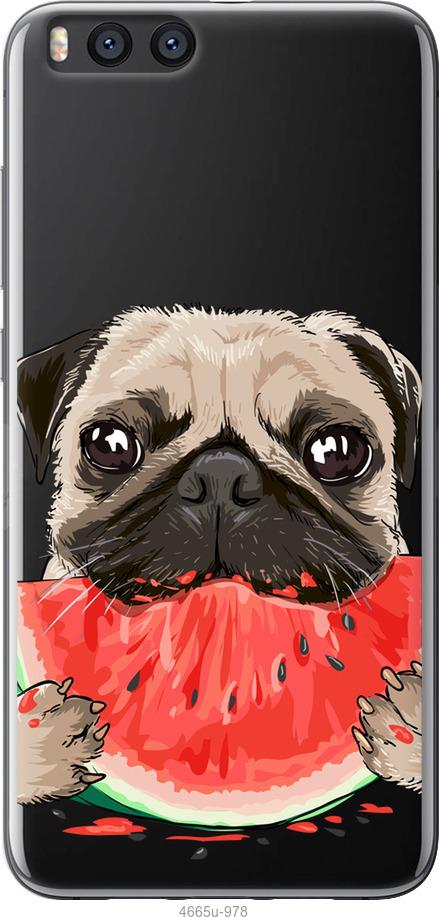 

Чехол на Xiaomi Mi Note 3 Мопс и арбуз