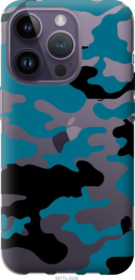 Чохол на iPhone 14 Pro Камуфляж прозорий фон