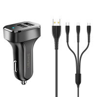 АЗУ Usams C13 2.1A Dual USB + U35 3IN1 Charging Cable (1m)