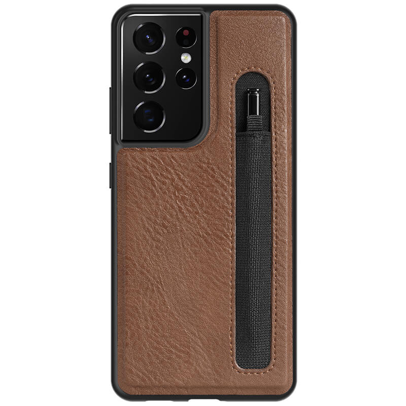 

Кожаная накладка Nillkin Aoge (с держателем ручки) для Samsung Galaxy S21 Ultra Коричневый (164781)