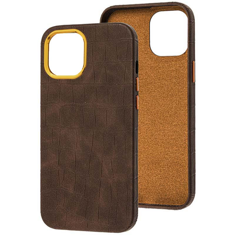 

Кожаный чехол Croco Leather для Apple iPhone 14 Pro (6.1") Golden Brown (219184)