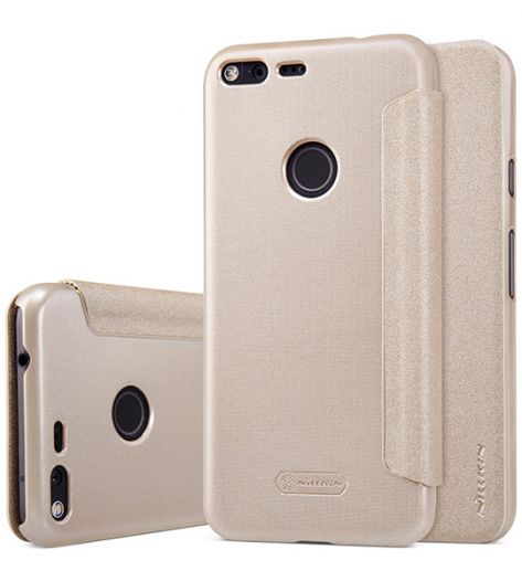 

Кожаный чехол (книжка) Nillkin Sparkle Series для Google Pixel Золотой (54494)