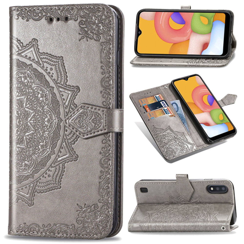 

Шкіряний чохол (книжка) Art Case з візитницею для Samsung Galaxy A01 (Сірий)