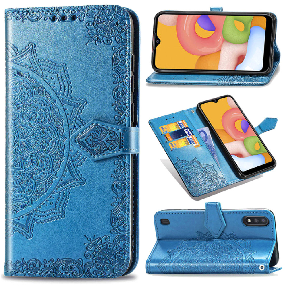 

Шкіряний чохол (книжка) Art Case з візитницею для Samsung Galaxy A01 (Синій)