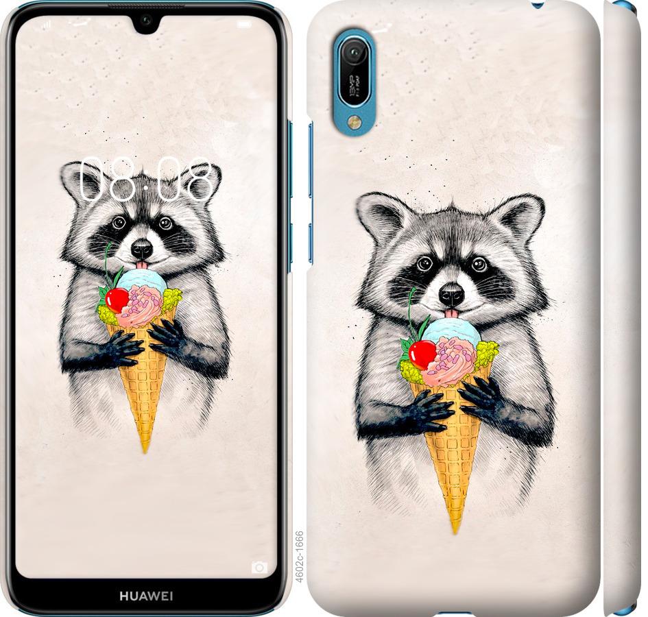 

Чохол на Huawei Y6 2019 Єнот з морозивом