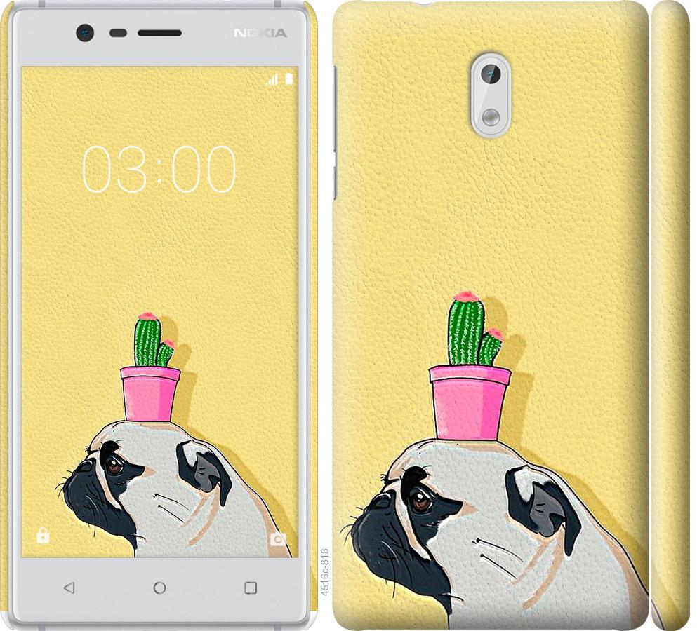 

Чохол на Nokia 3 Мопс з кактусом