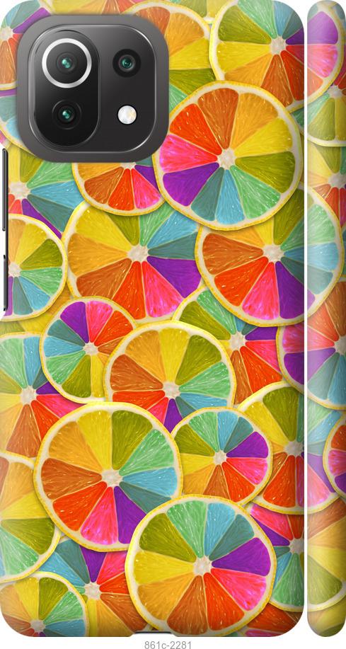 Чехол на Xiaomi Mi 11 Lite Разноцветные дольки лимона