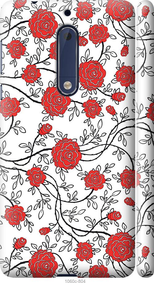 

Чехол на Nokia 5 Красные розы на белом фоне