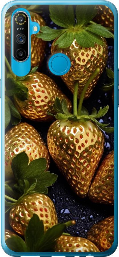 

Чехол на Realme C3 Золотая клубника