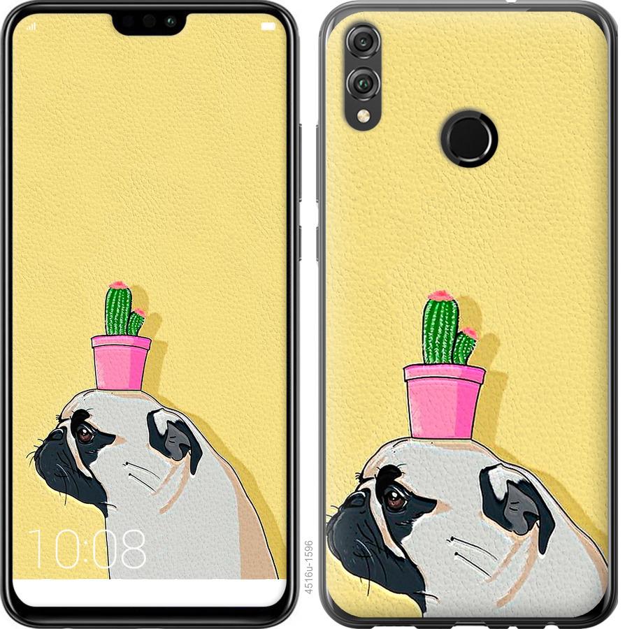 

Чохол на Huawei Honor 8X Мопс з кактусом