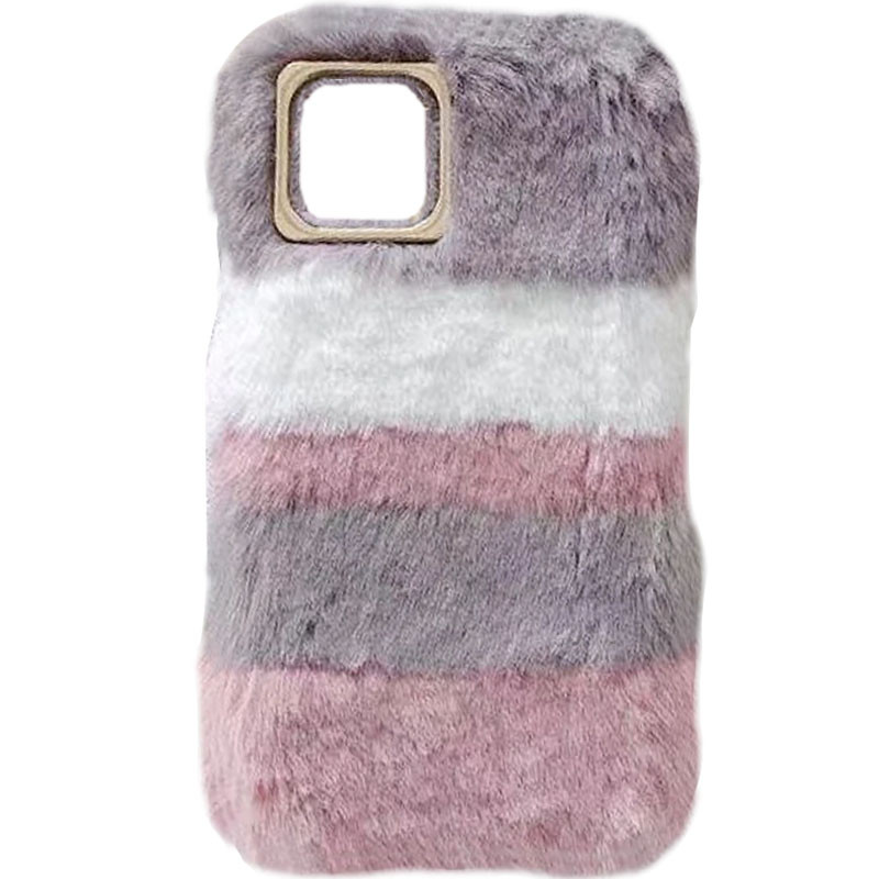 

Меховой чехол Furlover для Apple iPhone 13 Pro (6.1") Розово-серый (203220)