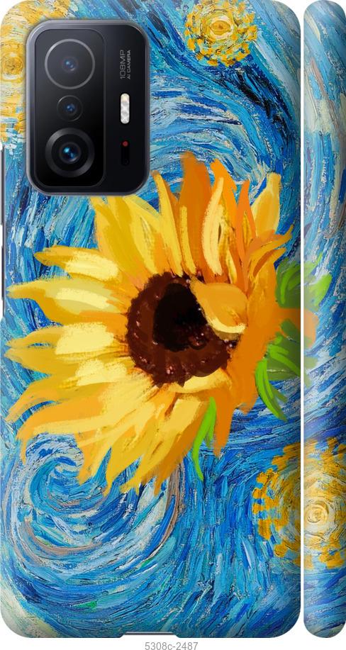 

Чехол на Xiaomi 11T Pro Цветы желто-голубые