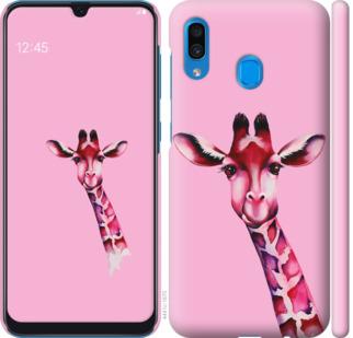 Чехол на Samsung Galaxy A20 2019 A205F Розовая жирафа