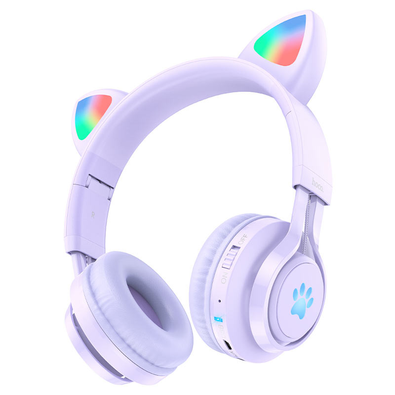 

Накладные беспроводные наушники Hoco W39 Cat ear Purple (244378)