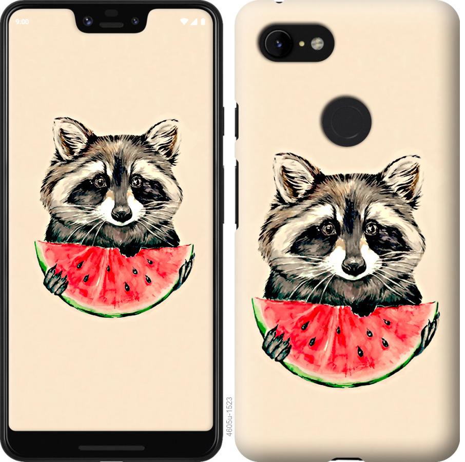 

Чехол на Google Pixel 3 XL Енотик с арбузом