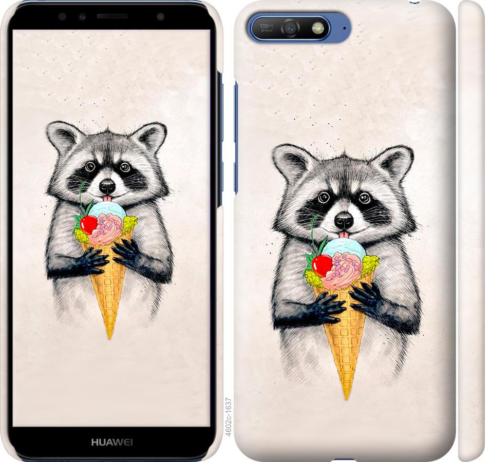 

Чохол на Huawei Y6 2018 Єнот з морозивом