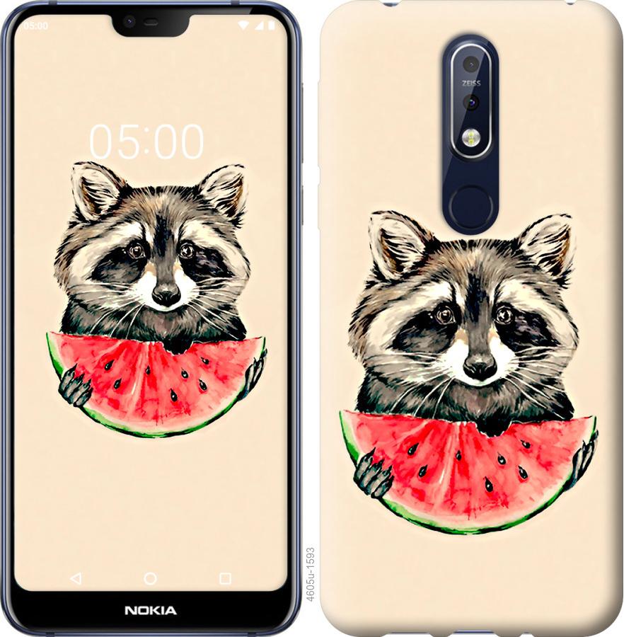 

Чехол на Nokia 7.1 Енотик с арбузом