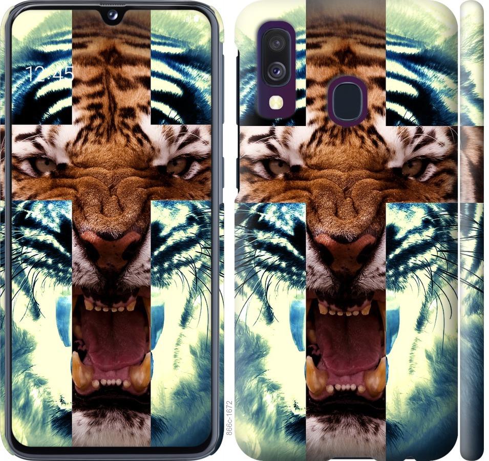 Чехол на Samsung Galaxy A40 2019 A405F Злой тигр