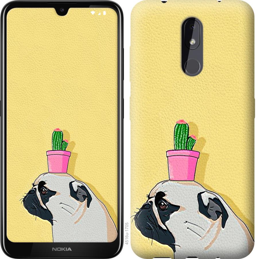 

Чохол на Nokia 3.2 Мопс з кактусом