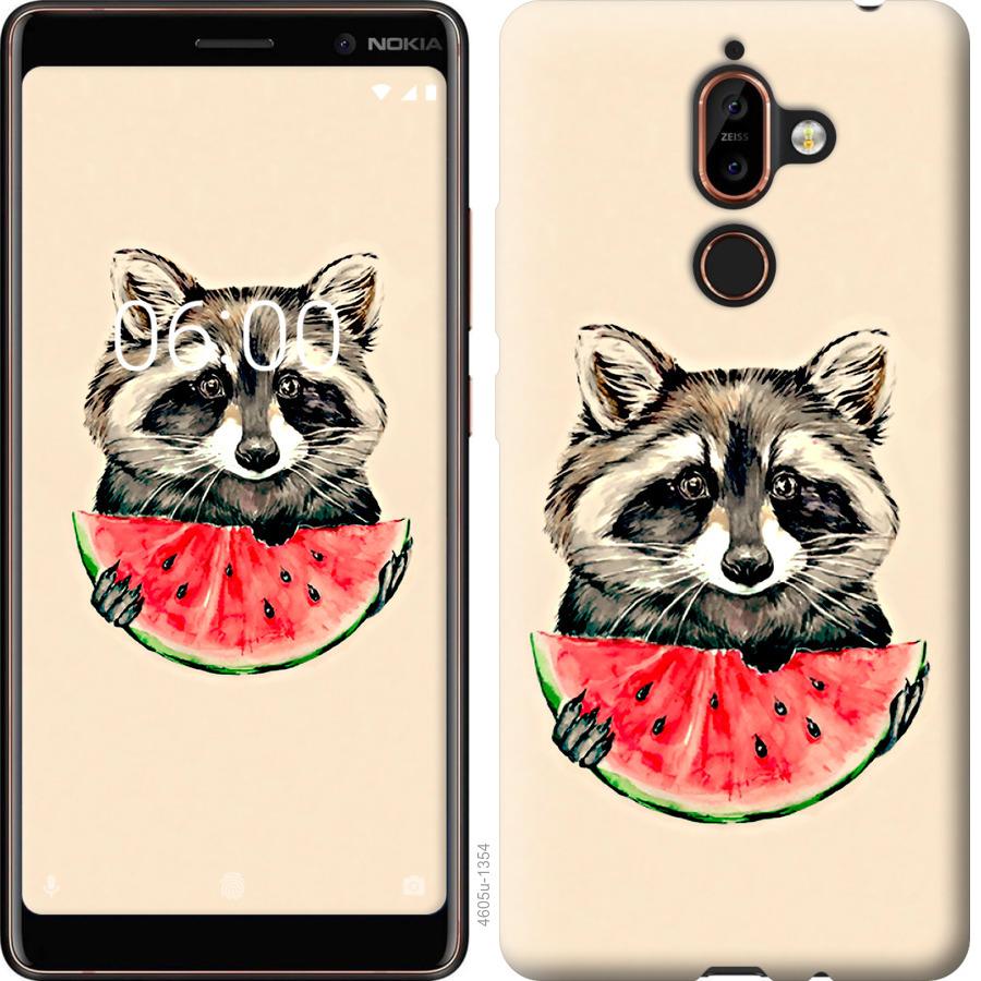 

Чехол на Nokia 7 Plus Енотик с арбузом