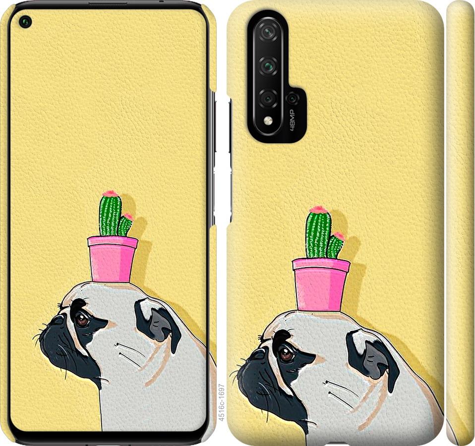 

Чохол на Huawei Nova 5T Мопс з кактусом