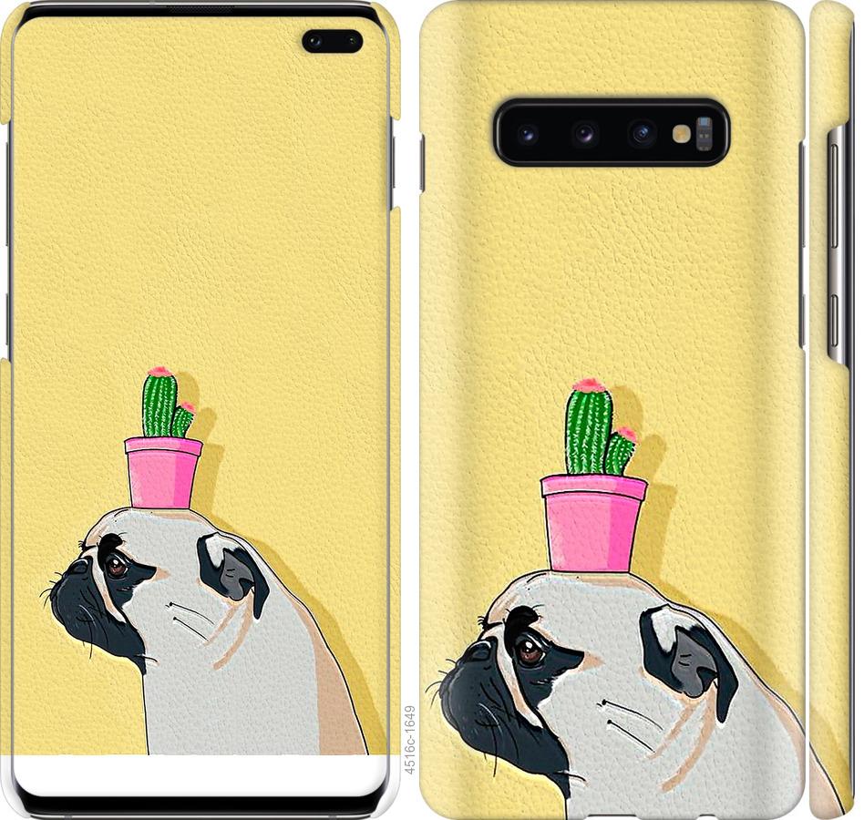 

Чохол на Samsung Galaxy S10 Plus Мопс з кактусом