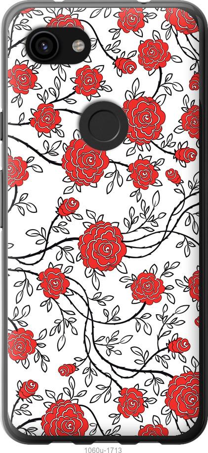 

Чехол на Google Pixel 3a XL Красные розы на белом фоне