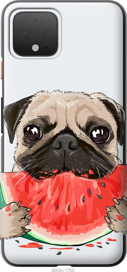 

Чехол на Google Pixel 4 Мопс и арбуз