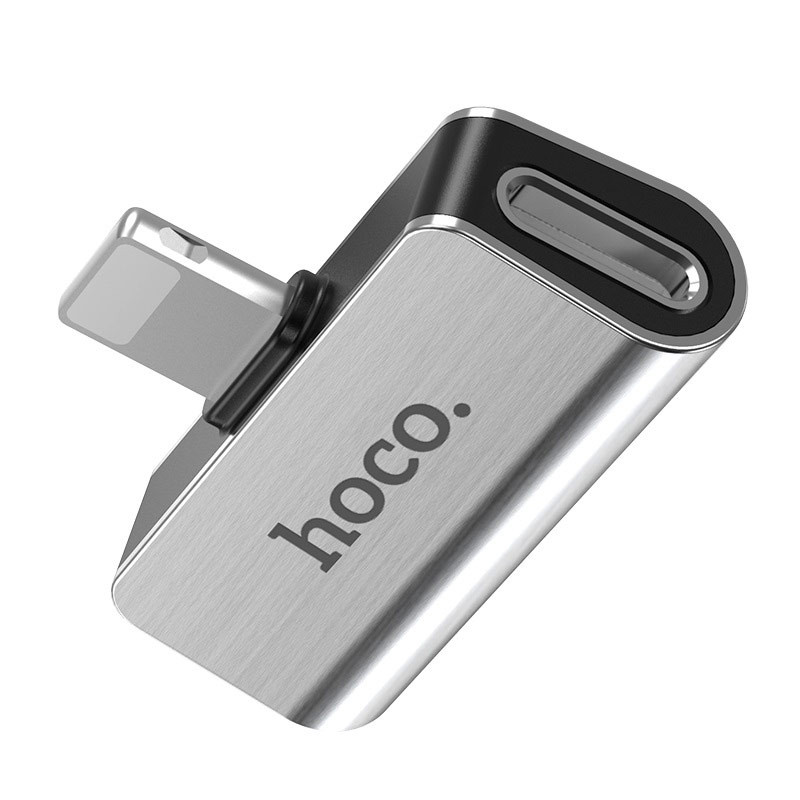 

Перехідник Hoco LS24 Lightning to lightning audio / lightning (Сталевий)