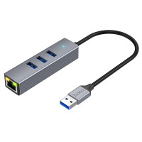 Переходник HUB Hoco HB34 Easy link USB Gigabit Ethernet adapter (USB to USB3.0*3+RJ45)