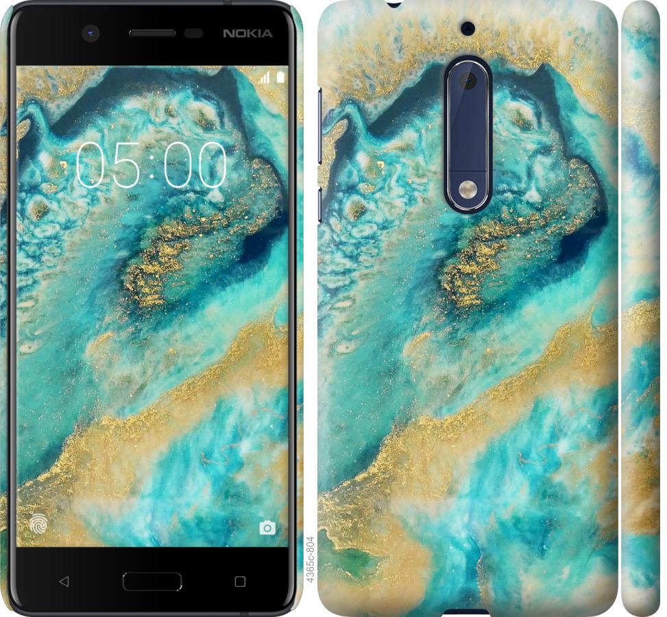 

Чехол на Nokia 5 Green marble