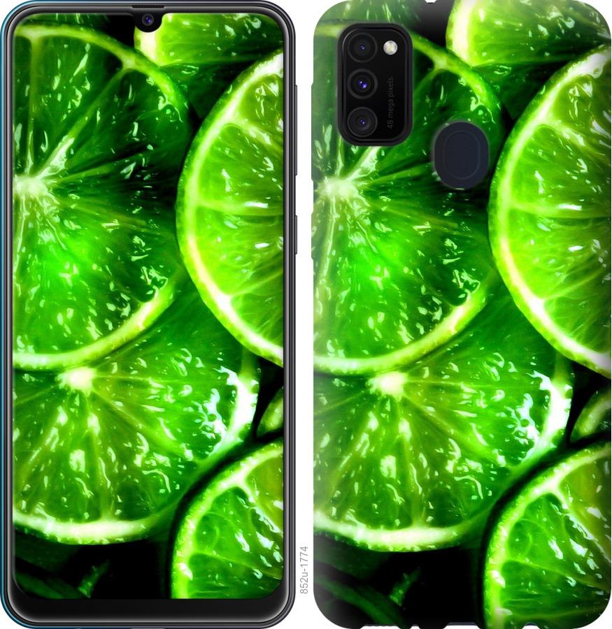 Чехол на Samsung Galaxy A21s A217F Зелёные дольки лимона