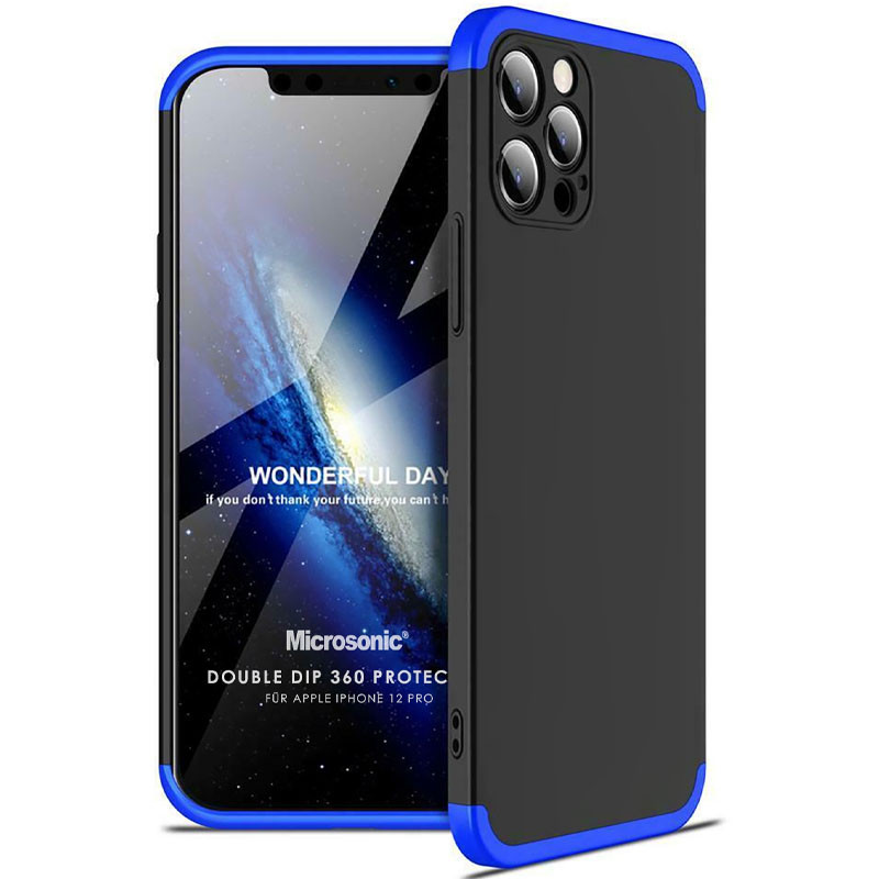 

Пластиковая накладка GKK LikGus 360 градусов (opp) для Apple iPhone 12 Pro Max (6.7") Черный / Синий (187442)