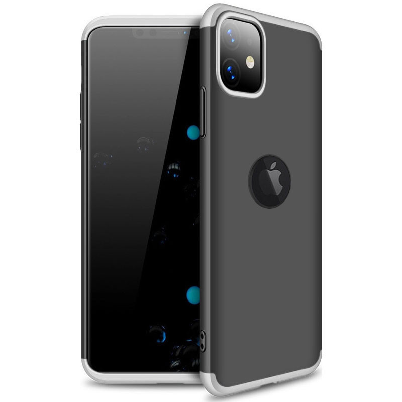 

Пластикова накладка GKK LikGus 360 градусів (opp) з лого для Apple iPhone 11 (6.1") (Чорний / срібний)