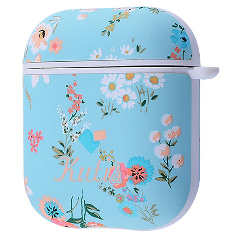 

Пластиковый футляр Kutis series для наушников AirPods Blue/pink flowers (117241)