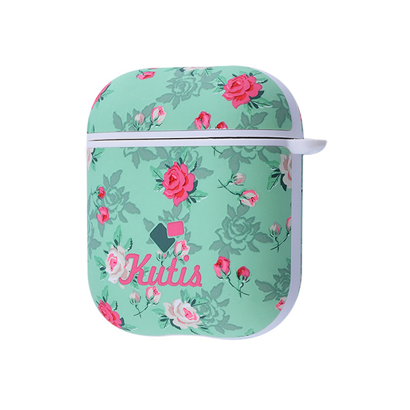 

Пластиковий футляр Kutis series для навушників AirPods (Green/pink flowers)