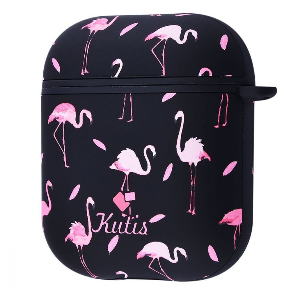 

Пластиковый футляр Kutis series для наушников AirPods (Black/pink flamingos)