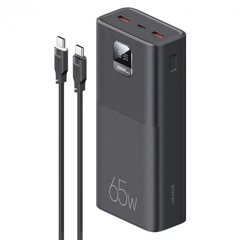 

Портативное зарядное устройство Power bank Usams-AT US-CD185 PB68 PD3.0+QC3.0 65W 30000 mAh Black (244153)